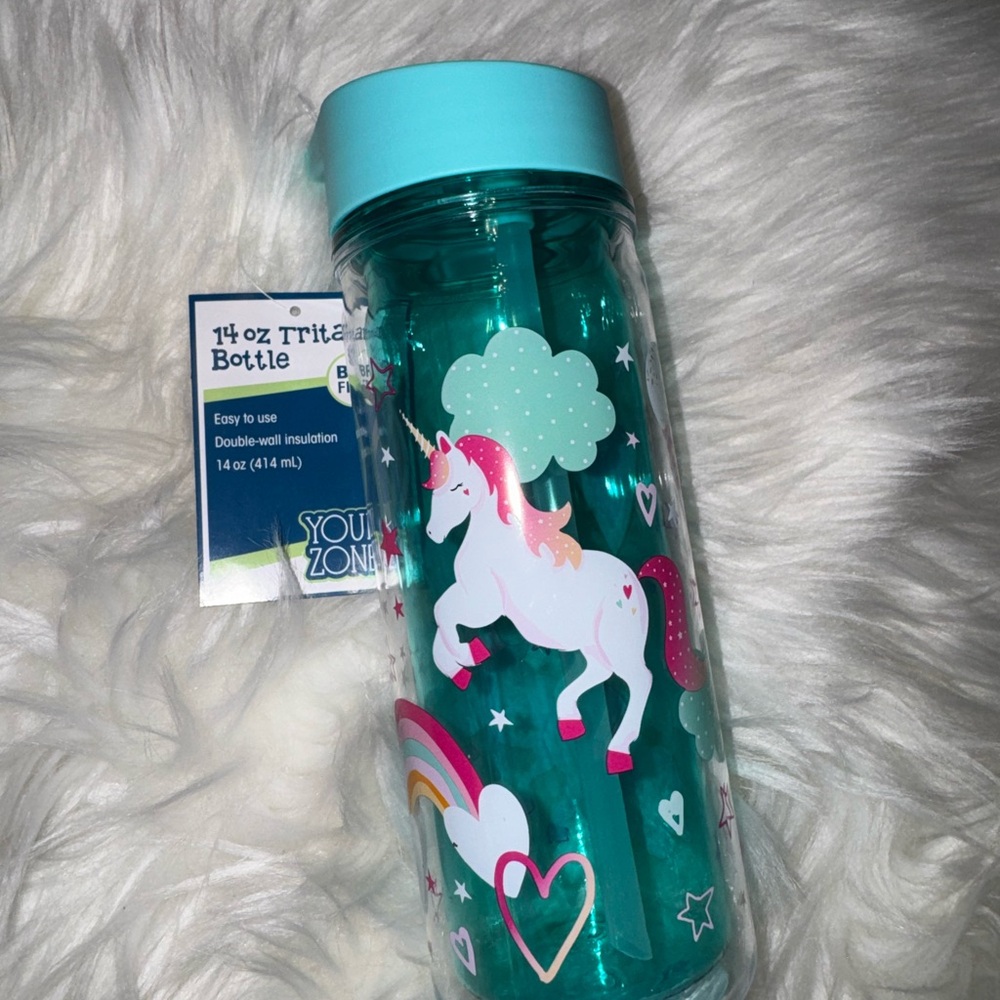 Unicorn Rainbow Tritan Water Bottle - Teal